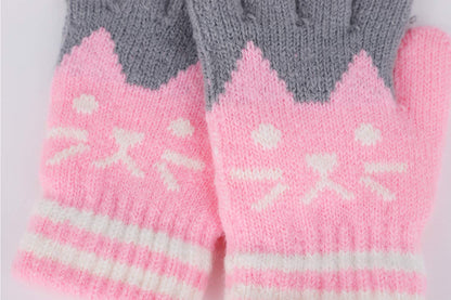Children's Warm Winter Gloves / Mittens with Plush Lining, Cute Ski Gloves, 3 - 8 Years Old, for Skiing / Snowboarding / Playing / Running