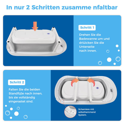 Schwänlein® Faltbare Baby Badewanne,81 * 48 * 24cm Baby Bathtub Babywanne Wanne Faltbar mit Badewannen Stützkissen Sitzmatte, Badebecken Duschwanne für Neugeborene Kleinkinder (grau)