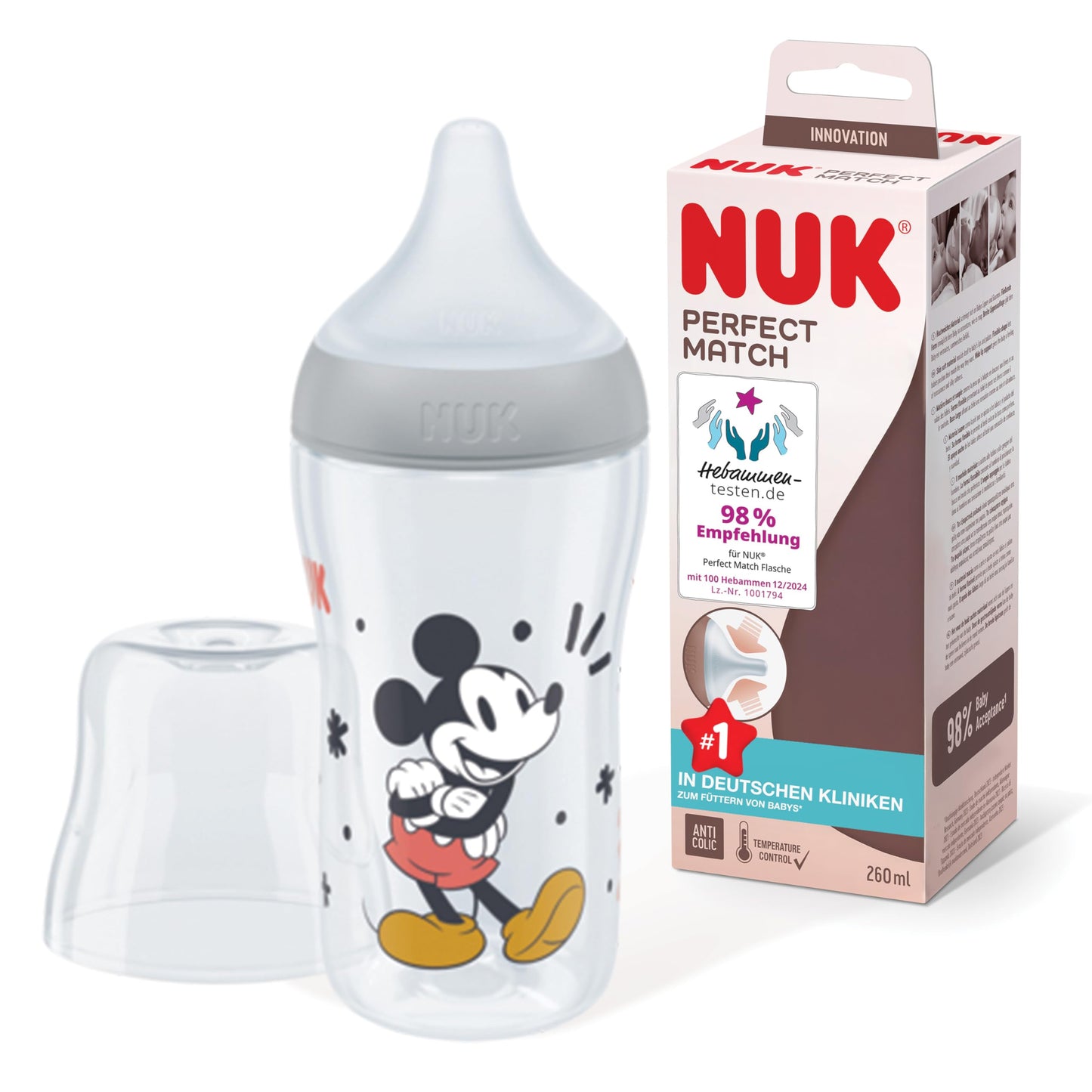 NUK First Choice+ Babyflaschen Starter Set | 0–6 Monate | 4 Flaschen mit Temperature Control & Flaschenbox | Anti-Colic Air System | BPA-frei | Disney Winnie Puuh - Meloni2