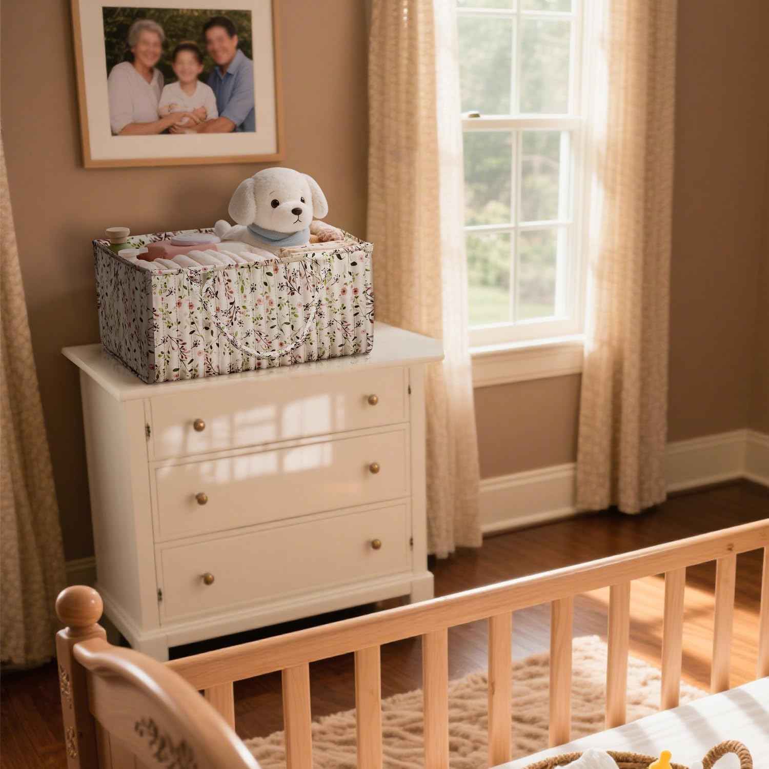 Changing Table Organiser, Baby Changing Table Organiser, Nappy Bag with Compartments and Handles, Newborn Baby Essentials, Gift Basket for Changing Children, Storage Basket for Changing Table