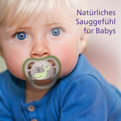 Philips Avent ultra air Schnuller - 4er Pack, BPA-freier, atmungsaktiver Schnuller für Babys von 6-18 Monaten, inklusive Transport- und Sterilisationsbox, Schildkröte/Wal (Modell SCF085/66) - Meloni2