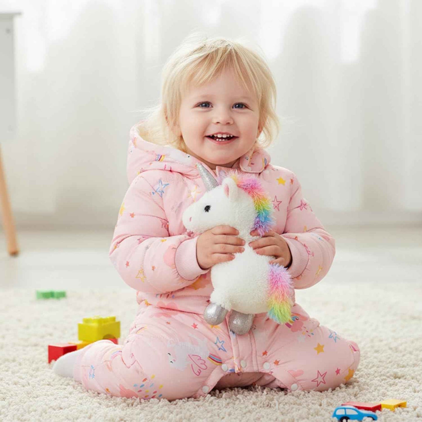 JiAmy Baby Snowsuit, Toddler Winter Romper Girls Boys Winter Jumpsuit with Hood Long Sleeve Jumpsuit Cute Prints for 3-24 Months