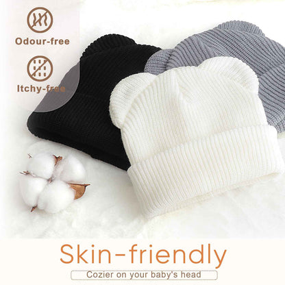 DRESHOW Toddler Beanie Baby Winter Hats Baby Soft Knitting Cute Bear Ears Hat for Boys Girls Warm Hat Hats for 0 Months - 24 Months