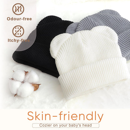 DRESHOW Toddler Beanie Baby Winter Hats Baby Soft Knitting Cute Bear Ears Hat for Boys Girls Warm Hat Hats for 0 Months - 24 Months 