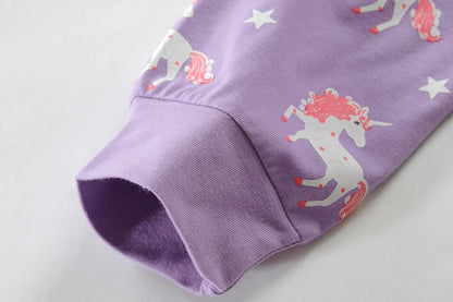 EULLA Kinder Mädchen Schlafanzüge Langarm Baumwolle Winter Pyjama Set Einhorn Prinzessin Dino Hase Eule Zweiteilig Nachtwäsche 1-10 Jahre 92 98 104 110 116 122 128 134 140