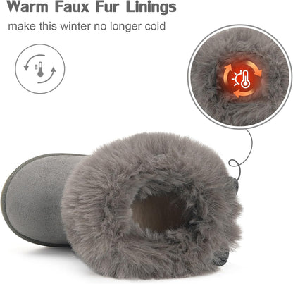 KVbabby Winter Boots Girls Warm Children's Winter Shoes Plush Lined Baby Ankle Boots Snow Boots Non-Slip Boots Toddler Shoes Slip On Boots