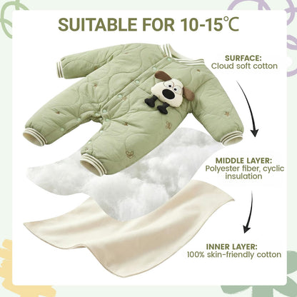 Baby Schneeanzug, weicher Strampler, Neugeborenen Winter Strampler, Herbst Winter Warm Overall, Winter Anzug für Kleinkinder, Mädchen, Jungen, 6-18 Monate