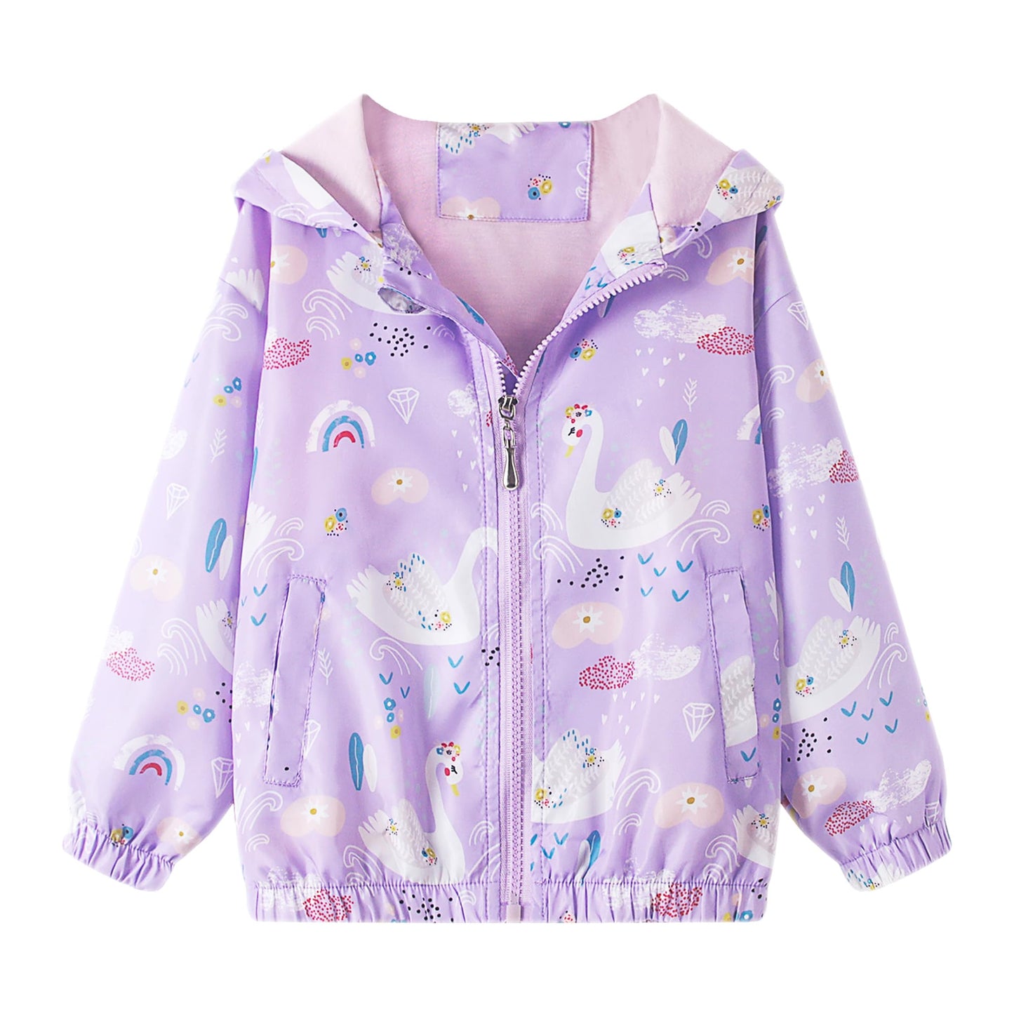 JinBei Jacken Mädchen Jacke Baby Kinder Kapuzen Sweatjacke Kapuzenjacke Cartoon Aufdruck Winddicht Mantel Windjacke Übergangsjack Frühling Herbst Outwear Softshelljacke Regenjacken 1-7 Jahre