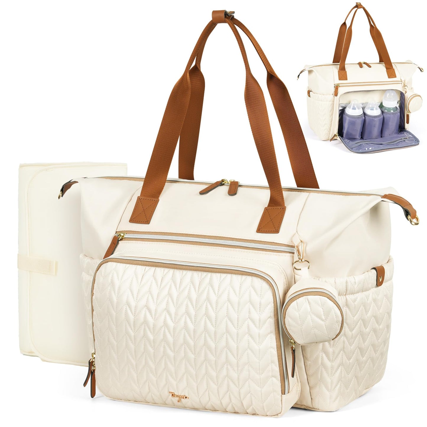 Wickeltasche mit Schnullertasche und Wickelunterlage, Wickelrucksack Multifunktions-Babytasche für Große Reisewindeltasche für Mama und Papa, isolierten Taschen-Dunkelblau