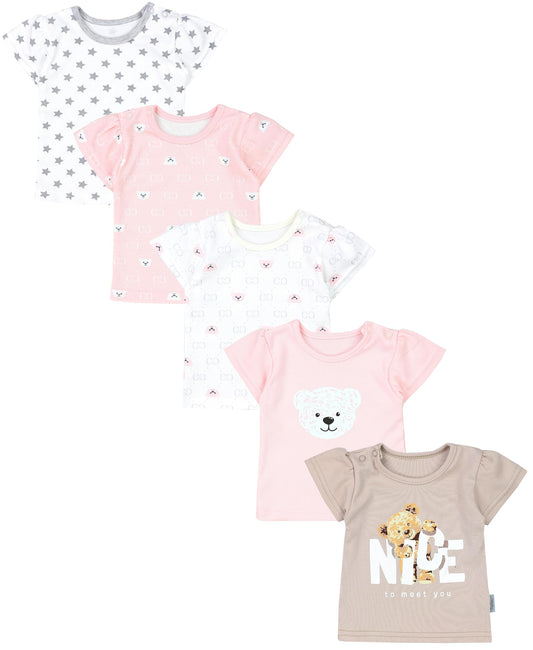 TupTam Baby Mädchen Kurzarm T-Shirt Gemustert Bunt 5er Set