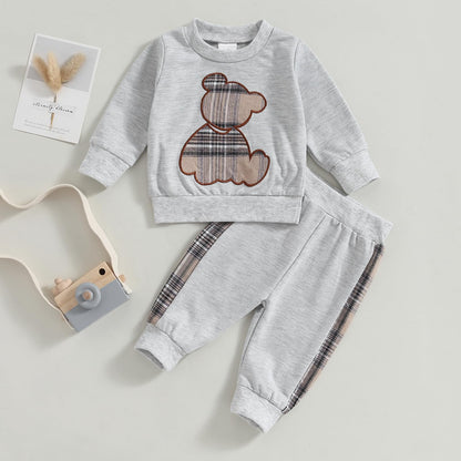 Baby Boys Girls Clothes Little Bear Sweatshirt + Trousers Two Piece Set Newborn Outfit 