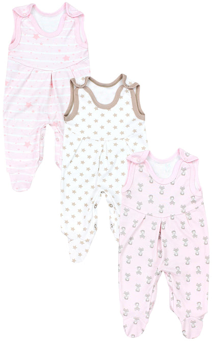 TupTam Baby Mädchen Strampler mit Fuß 3er Pack