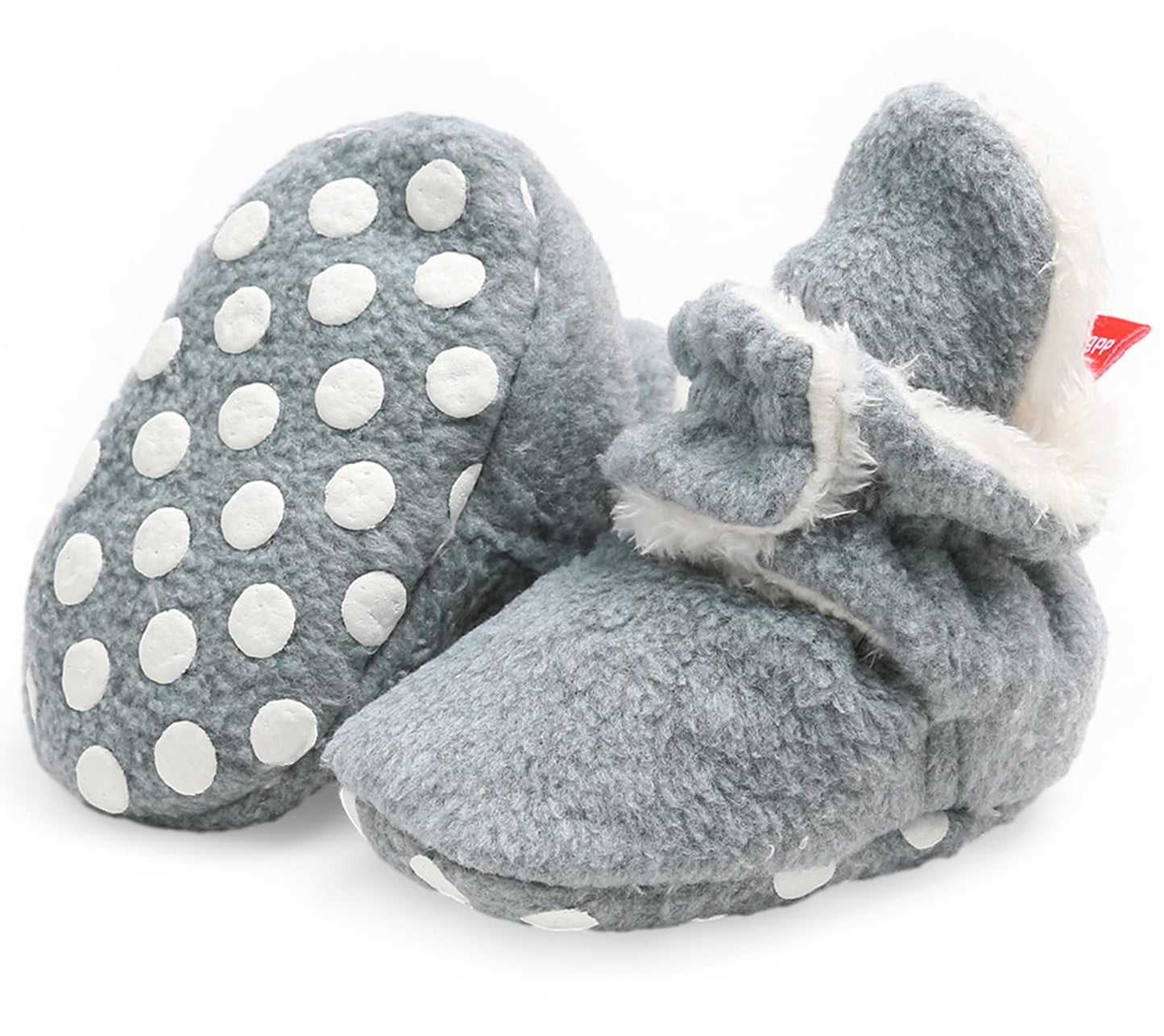 Newborn Warm Winter Booties, Organic Cotton Lining and Non-Slip Stripes, Booties, Sock Shoes for Winter with Soft Sole, Crawling Shoes, Size 0 - 18 Months, Baby Boys and Girls, Prewalker and Toddler Shoes