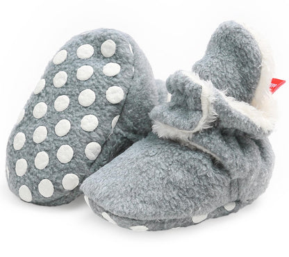 Newborn Warm Winter Booties, Organic Cotton Lining and Non-Slip Stripes, Booties, Sock Shoes for Winter with Soft Sole, Crawling Shoes, Size 0 - 18 Months, Baby Boys and Girls, Prewalker and Toddler Shoes