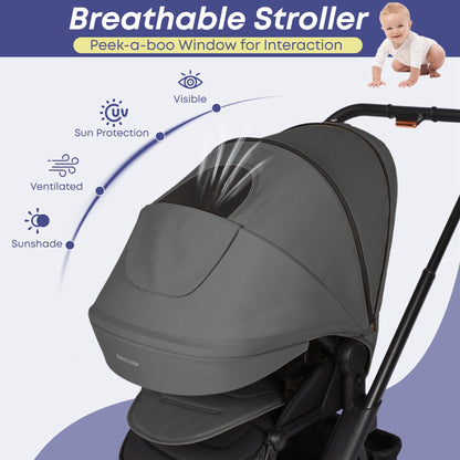 BabyVoyage Kombikinderwagen 2-in-1 ohne Babyschale – Babywanne & Sportsitz, Räder 360° Stoßdämpfer, Federung, höhenverstellbarer Griff, Faltbar, Zubehö-Grün