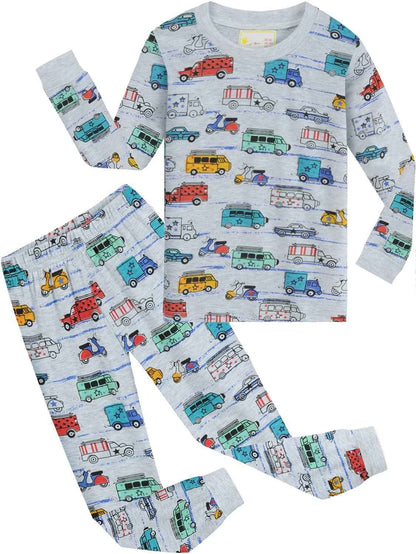 EULLA Boys Dinosaur Pyjamas, Cotton Long Sleepwear, Children's Pyjamas