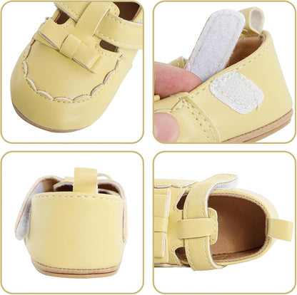 Cheerful Mario Baby Mädchen Schuhe Baby Ballerina Schuhe Lauflernschuhe Taufe Schuhe mit Bowknot PU Leder Babyschuhe