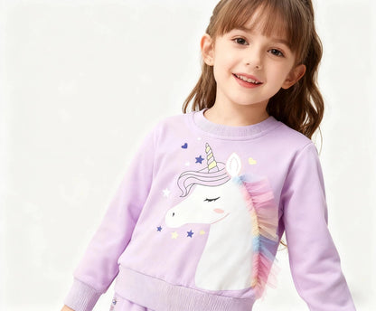 Sweatshirt Mädchen Pullover Kinder Mädchen Baumwolle Langarm Shirt Einhorn Bunny Warm Tops 2-8 Jahre Größe 92 98 104 110 116 122 128