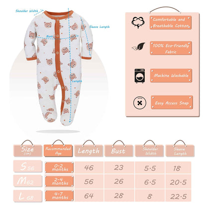 Baby Sleeping Bag Cotton with Feet with Buttons Size 56 62 68 cm for Boys Girls Newborns Pack of 3