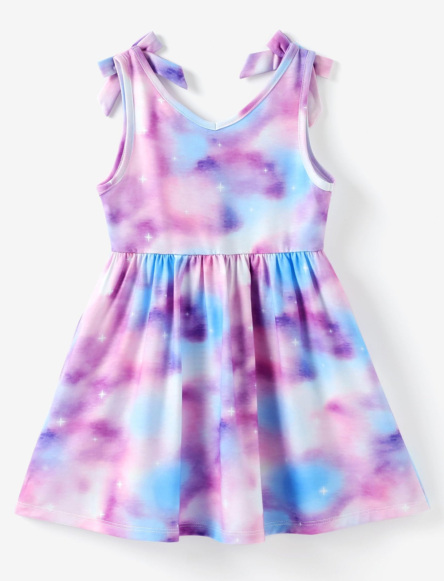 PATPAT Mädchenkleid ärmellos, Baby Mädchen Kleid mit Schleife an den Schulterträgern für Geburtstag, Party, Bankett, Hochzeit, Urlaub, Bunt