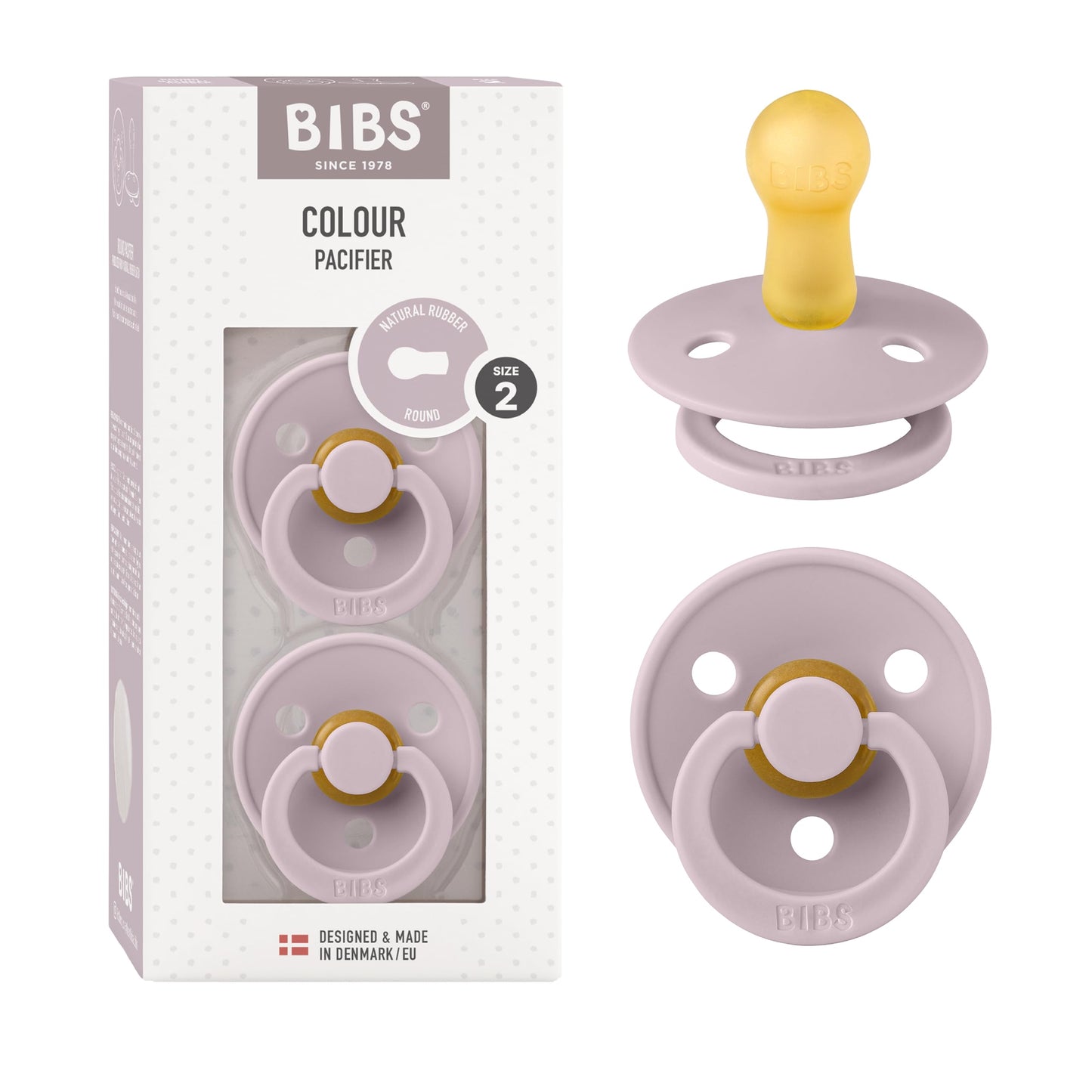 BIBS Colour Schnuller 2er-Pack, BPA-frei, Kirschform Nippel. Naturkautschuk/Latex, Hergestellt in Dänemark. Größe 2 | 6+ Monate | 2-Pack, Coral/Ruby