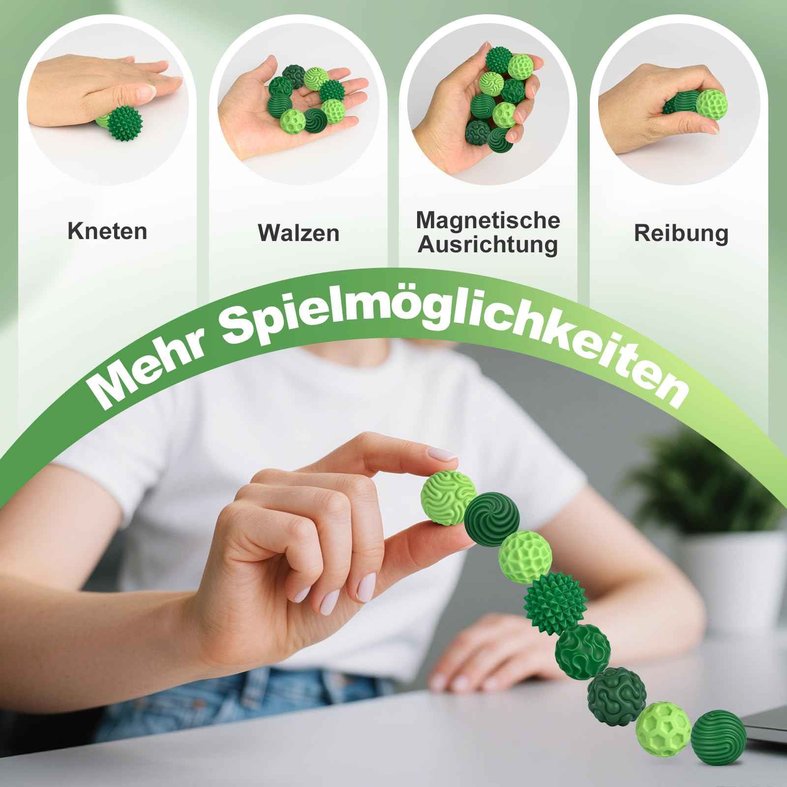 8 Stück Magnetische Fidget Toys, Silikon Magnetkugeln Anti-Stress Bälle, Sensorik Spielzeug für Erwachsene und Kinder, Sensorische Magnetische Kugeln Set, Stressabbau und Entspannung（Rosa）