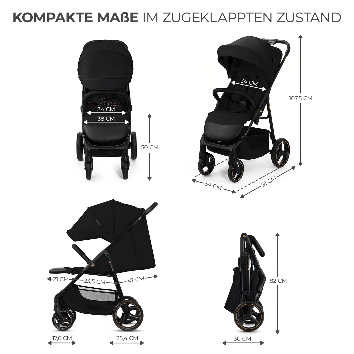 Kinderkraft TRIG 3 Kinderwagen, Kinderbuggy, Liegewagen, Sportwagen, Buggy, Zusammenklappen, Breite und tiefe Sitz, mit Liegeposition, 4 Rad Dämpfung, Große Dach, 5-Punkt-Gurt, bis zu 25 kg, Beige - Meloni2