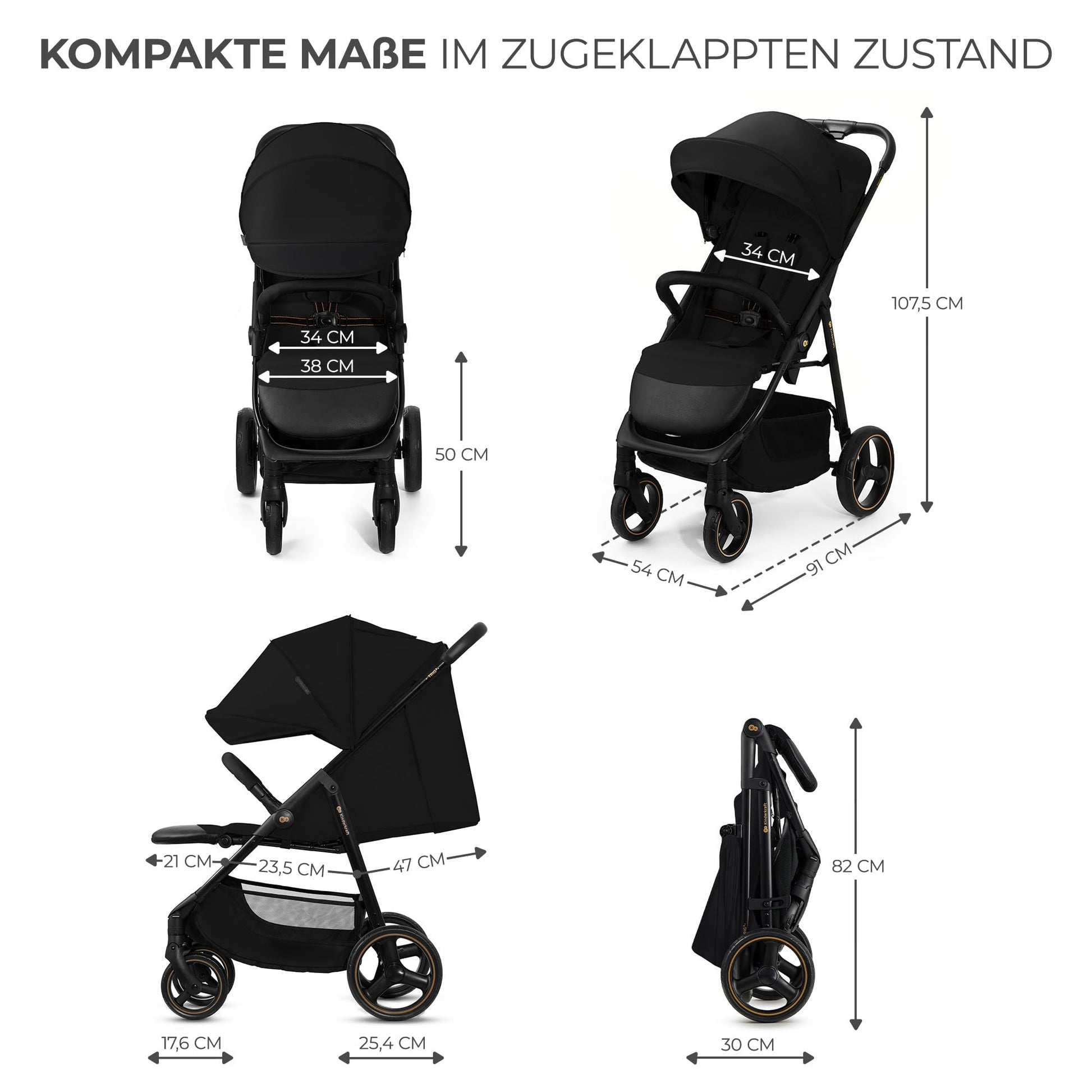 Kinderkraft TRIG 3 Kinderwagen, Kinderbuggy, Liegewagen, Sportwagen, Buggy, Zusammenklappen, Breite und tiefe Sitz, mit Liegeposition, 4 Rad Dämpfung, Große Dach, 5-Punkt-Gurt, bis zu 25 kg, Beige - Meloni2