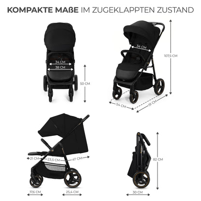 Kinderkraft TRIG 3 Kinderwagen, Kinderbuggy, Liegewagen, Sportwagen, Buggy, Zusammenklappen, Breite und tiefe Sitz, mit Liegeposition, 4 Rad Dämpfung, Große Dach, 5-Punkt-Gurt, bis zu 25 kg, Beige - Meloni2