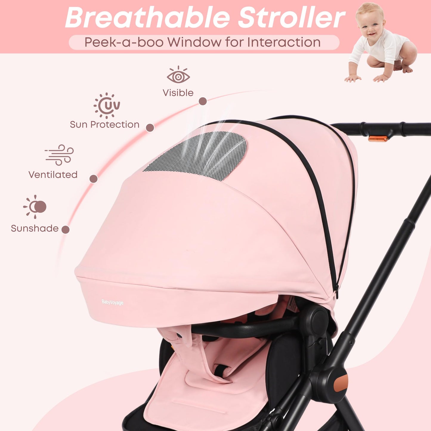 BabyVoyage Kombikinderwagen 2-in-1 ohne Babyschale – Babywanne & Sportsitz, Räder 360° Stoßdämpfer, Federung, höhenverstellbarer Griff, Faltbar, Zubehö-Grün
