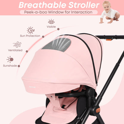 BabyVoyage Kombikinderwagen 2-in-1 ohne Babyschale – Babywanne & Sportsitz, Räder 360° Stoßdämpfer, Federung, höhenverstellbarer Griff, Faltbar, Zubehö-Grün