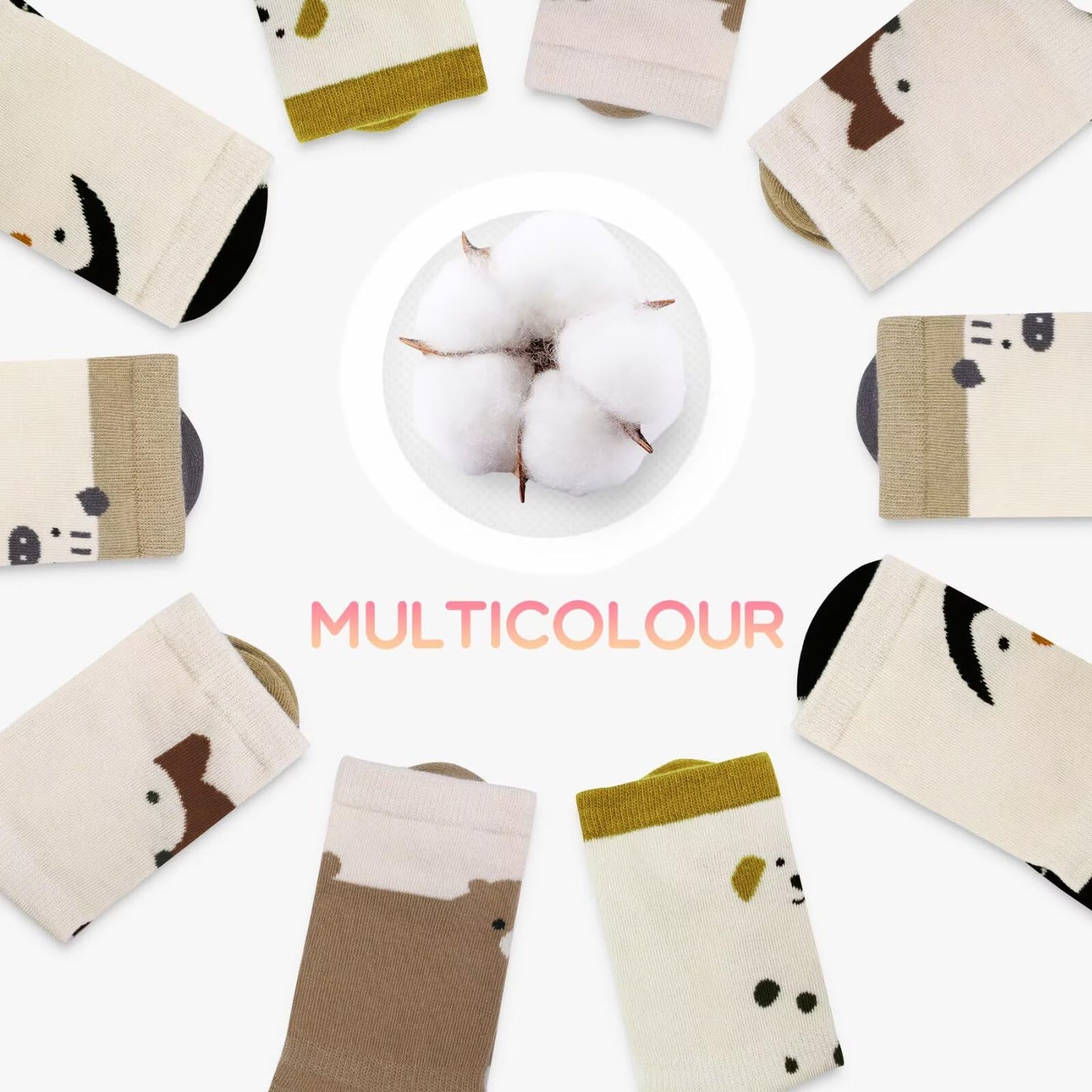 TUUHAW 10 Paar Kinder Socken für Mädchen und Jungen Socken Mit Motiv Schulkind Baumwolle Socken Bunt Gr. 23-38