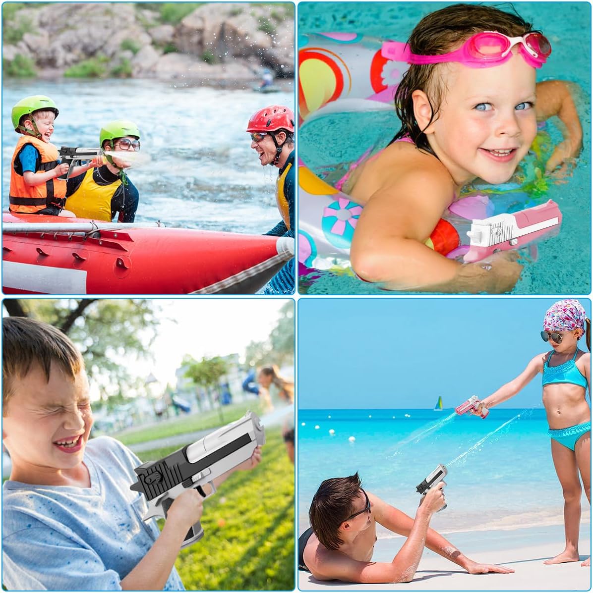 Wasserpistole für Kinder, 2/4 Stück Spritzpistole Wasser Set mit Großer Reichweite bis zu 8-10 Meter, Wasser Spritzpistole Kunststoff für Strände und Wasserschlachten im Freien