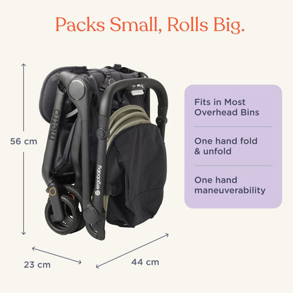 Ergobaby Metro3 Kinderwagen Buggy mit Liegefunktion, Baby-Buggy ab Geburt bis 22kg (0-4 Jahre), Zusammenklappbar und Autositz Kompatibel, höhenverstellbarer Griff, ergonomischer Sitz, Graphite Grey