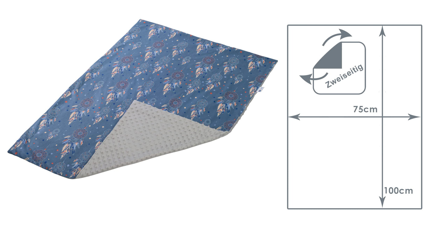 Medi Partners Babydecken Baby 100% Baumwolle Krabbeldecke Babydecke 75x100cm doppelseitig Kinderbett Minky Kuscheldecke Kinderwagen (REH mit grauem Minky)