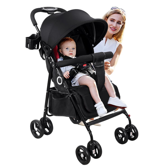 Vinteky Klappbar Buggy Kinderwagen Sportwagen Kindersportwagen Kombi-Funktion Reisebuggy, 4-Zoll-Räder, mit Liegefunktion 5-Punkt-Sicherheitsgurt, ab 6 Monate Großer Korb, bis 25kg