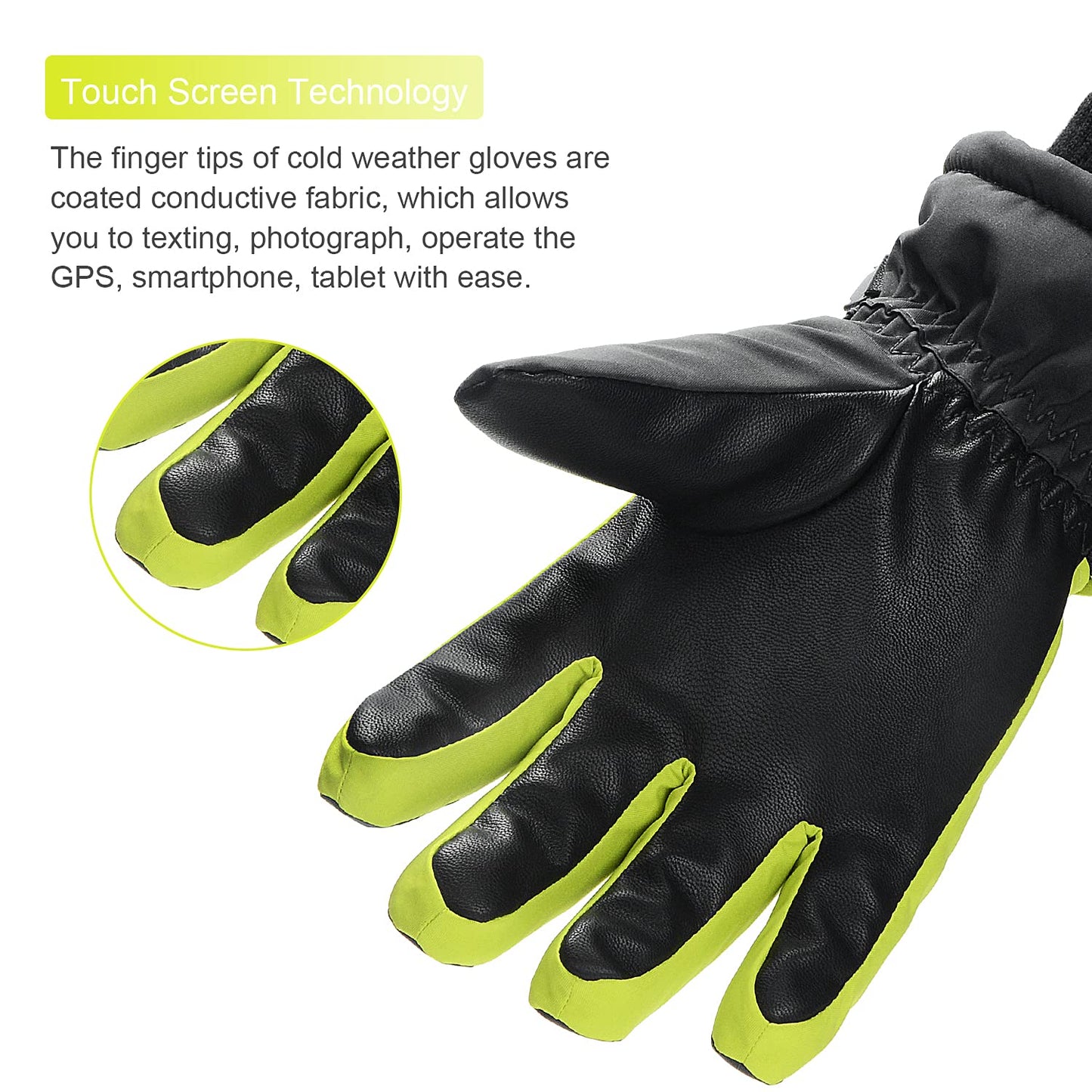 ThxToms Children's Ski Gloves, Winter Snow Ski Gloves, -15°C, Windproof, Waterproof, Warm, PU Thickened Cold Weather, Outdoor Sports, Snowboarding, Skiing, Bike, for Boys and Girls aged 3-13 Years Old