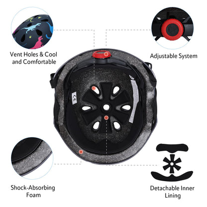 YOOXARMOR Fahrradhelm Kinder, Verstellbar Skaterhelm Reithelm für 3-5-8 Jungen und Mädchen Kinderfahrradhelm Leicht Einstellbar 50-54CM für Fahrrad Roller Skateboard Scooter