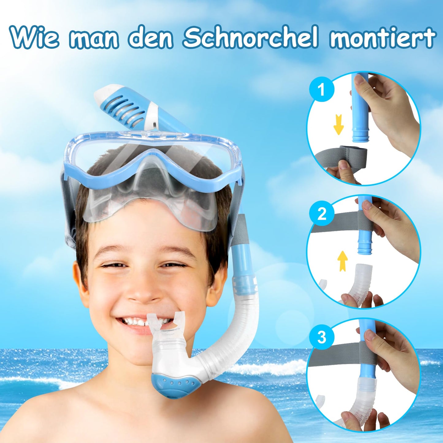 Vvinca Snorkel Set Children from 4-14 Years Diving Goggles with Snorkel Diving Set Girls Boys 180° Anti-Fog Anti-Leak Adjustable Elastic Swimming Goggles Snorkel Mask Dry Snorkel Pink