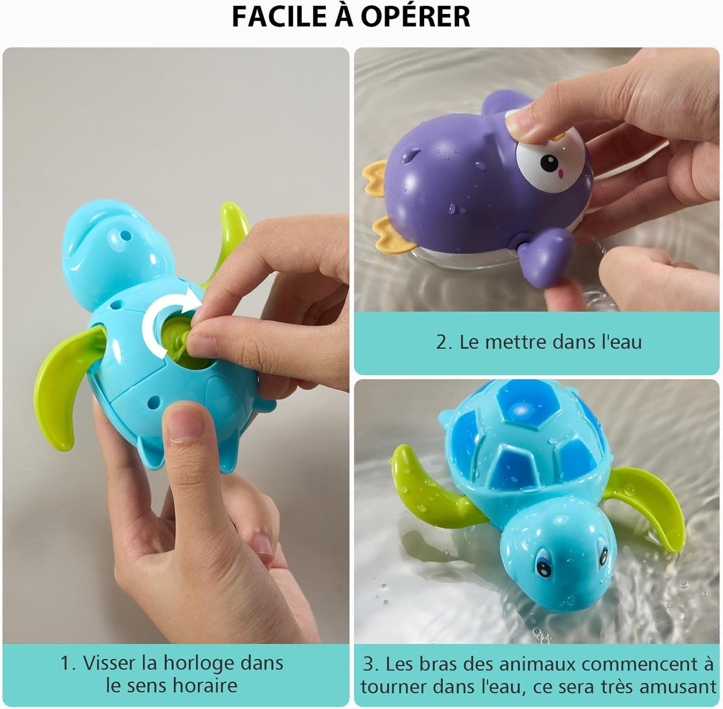 5 Stück Baby Badespielzeug, Badezimmer Spielzeug für 1-4 Jahre alte Kinder, Wasserspielzeug Uhrwerk Schwimmende Aufzieh, Schwimmende Tier-Spielzeuge für Kleinkinder Jungen Mädchen