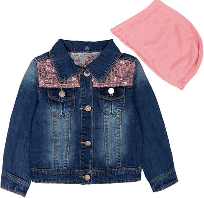 Peacolate 2-11 Jahre kleine Mädchen Stickerei Pailletten Schmetterling Mäntel Jeansjacke