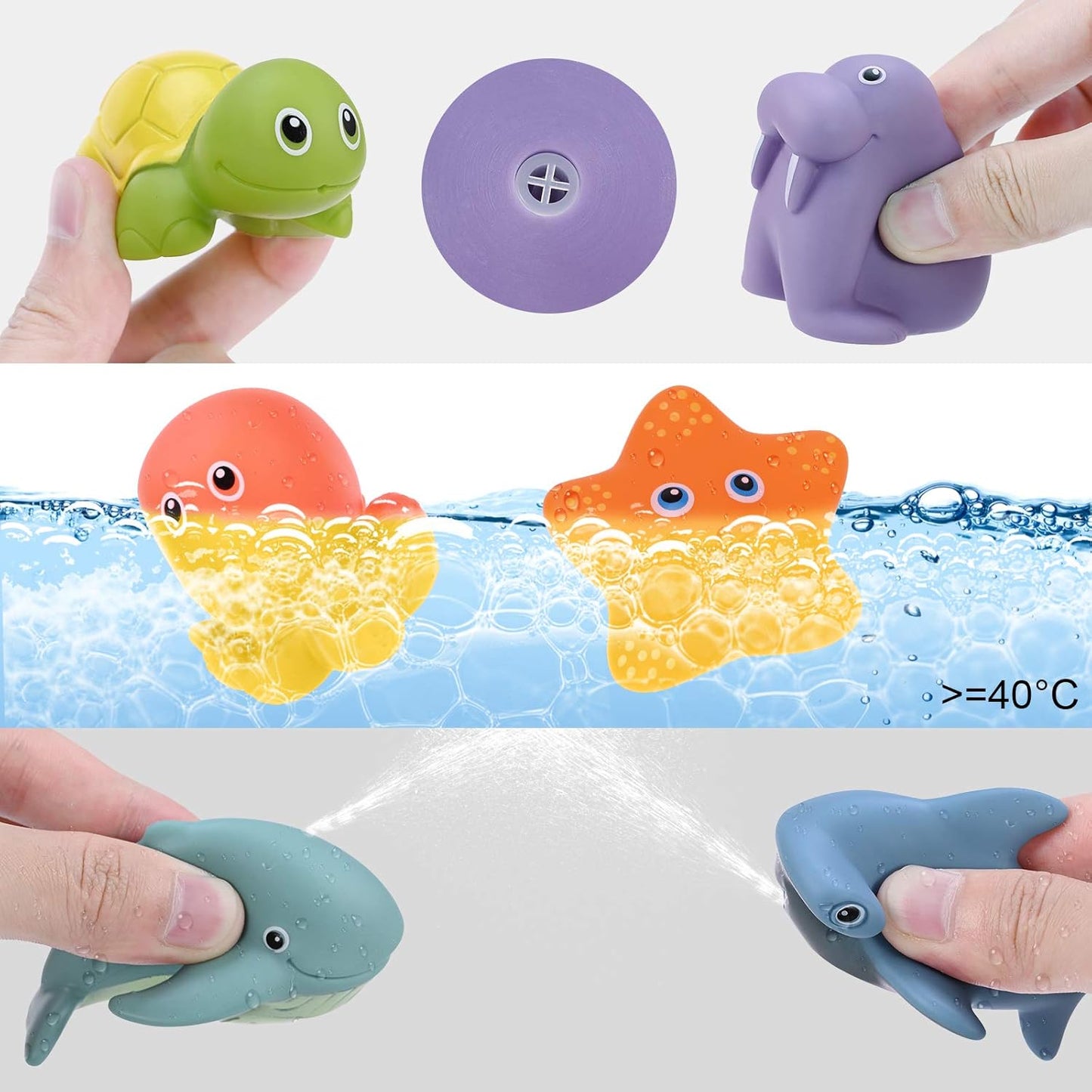 GOLDGE 10 Pieces Bath Toy for Baby from 1 Years, Bath Toy, Water Toy, Baby Cute Water Squirting Animals for Baby Bathtub Gift
