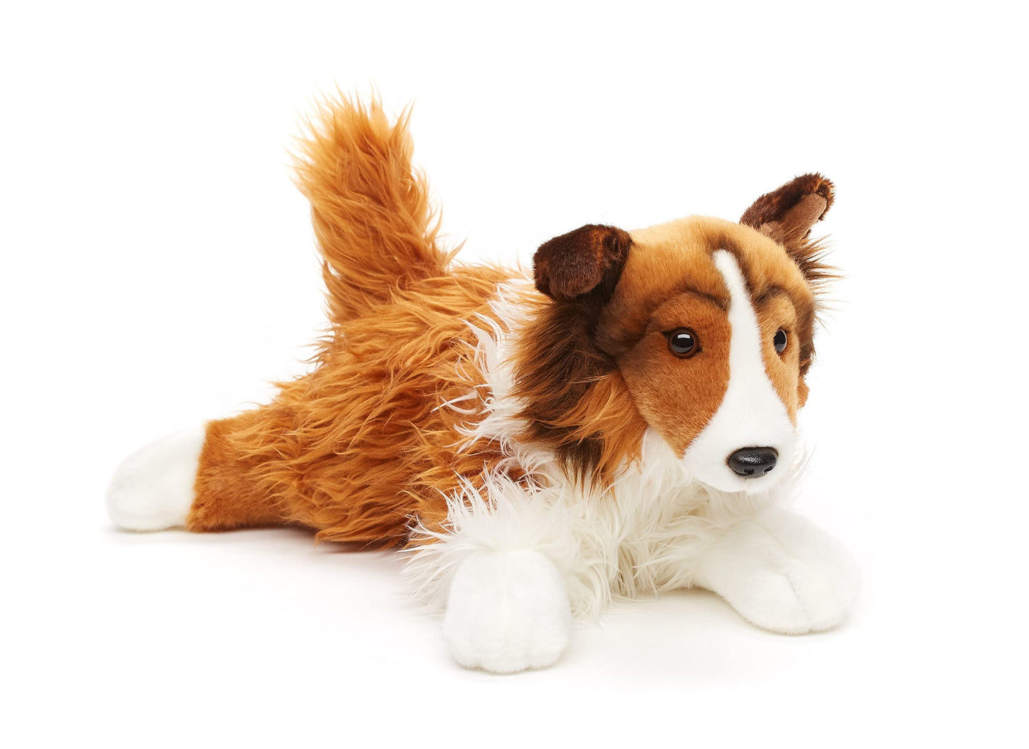 Uni-Toys - 'Maple' - Longhair Collie, Lying - Face White-Brown - 41 cm (Length) - Plush Dog, Collie, Pet - Plush Toy, Cuddly Toy