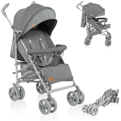 Lionelo Irma Pushchair up to 15 kg, Lightweight Modern Pushchair with Reclining Function, Foldable, Large 6 Inch Wheels, Large Basket, Bag, Mosquito Net 