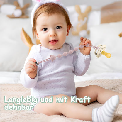 3er-Pack Schnullerkette Aus Silikon, Schnullerkette Mädchen und Mit Namen Junge, Geeignet für Baby, Hält Schnuller Sauber, Weiche Flexible BPA Frei Langlebig–Hohe Robustheit, Mandel Grün Blau