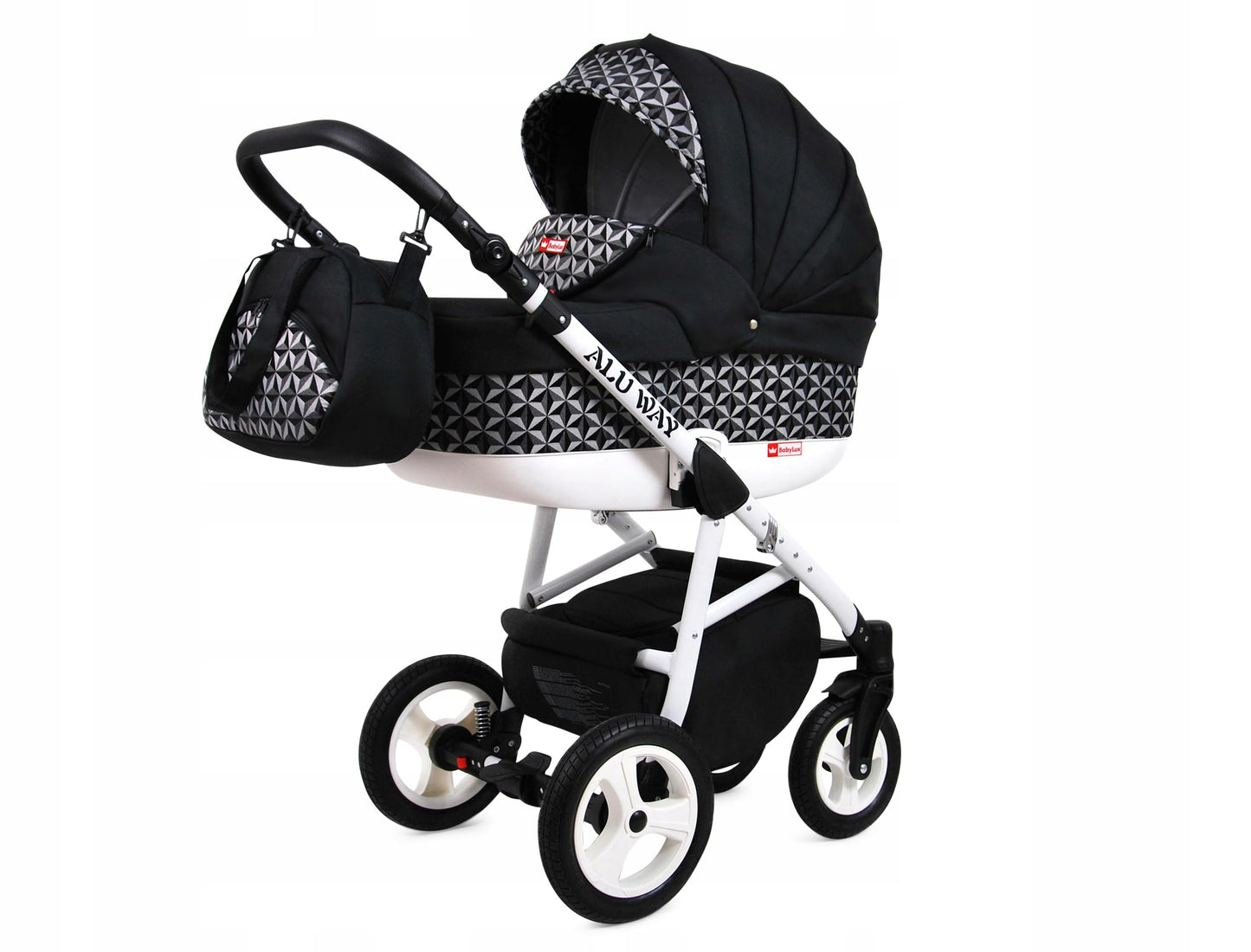 BabyLux® Kinderwagen Set 4 in 1 - Alu Way - incl. Babywanne, Buggy Sportsitz, Auto-Babyschale, ISOFIX-Basisstation - Autositz - Kinderwagenset - Kombikinderwagen mit Wickeltasche usw.