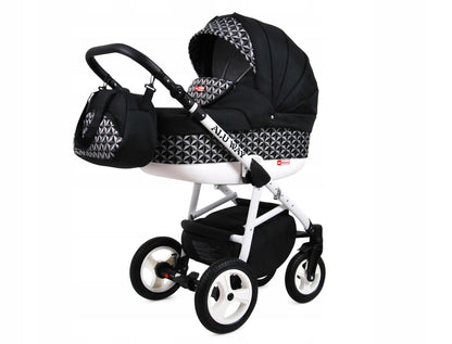 BabyLux® Kinderwagen Set 4 in 1 - Alu Way - incl. Babywanne, Buggy Sportsitz, Auto-Babyschale, ISOFIX-Basisstation - Autositz - Kinderwagenset - Kombikinderwagen mit Wickeltasche usw.