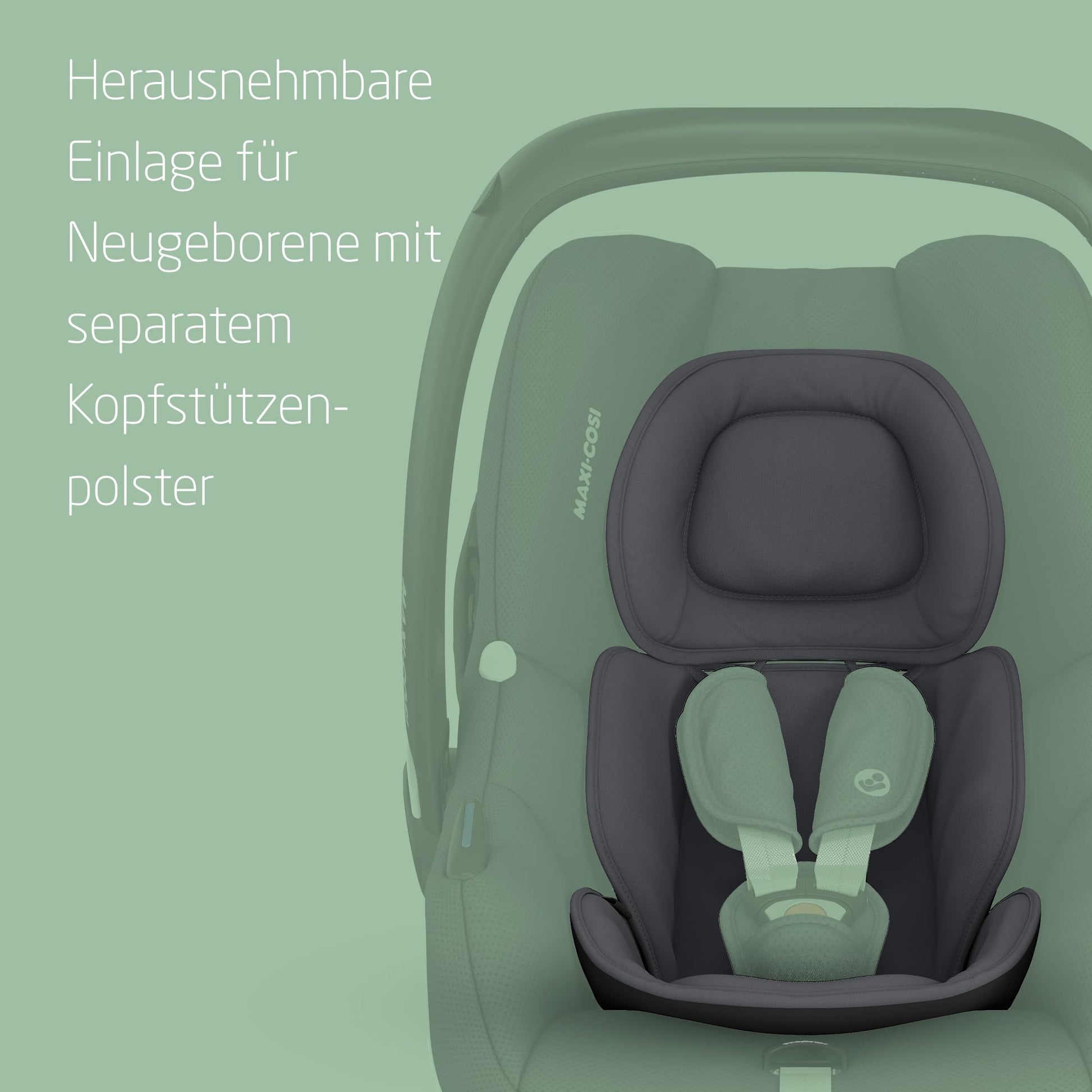 Maxi-Cosi CabrioFix i-Size, Babyschale, 0–12 Monate, max. 12 kg, leichter i-Size Kindersitz (3,2 kg), Sonnenverdeck, gepolsterter Sitz, für viele Maxi-Cosi Kinderwagen, Essential Green - Meloni2