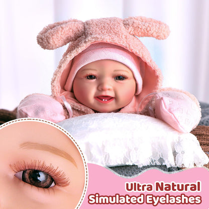 BABESIDE Baby Puppe - 43 cm / 17 Zoll Mädchen Babypuppen mit Stoffkörper - Babypuppe Mit Bezauberndem Outfit, Schnuller Und Babyflasche Als Geschenk FüR Kinder Ab 2 Jahren