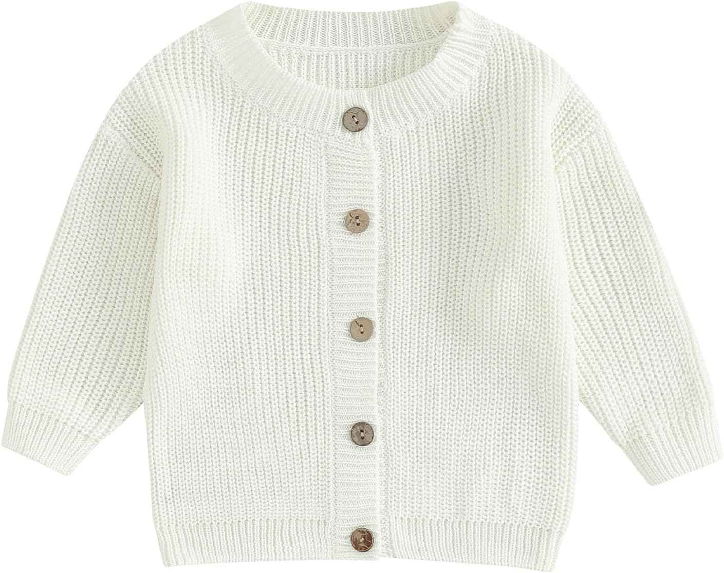 FOMOYUU Strickjacke für Kleinkinder und Neugeborene, Mädchen, langärmelig, Knopfleiste, Sweatshirt, Jacke, Herbst-Outfits